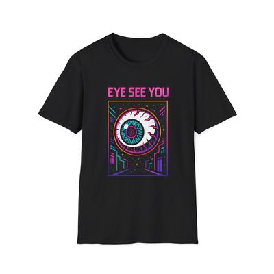 Unisex Softstyle T-Shirt Cyberpunk Neon Augapfel Geometrische Surreale Kunst