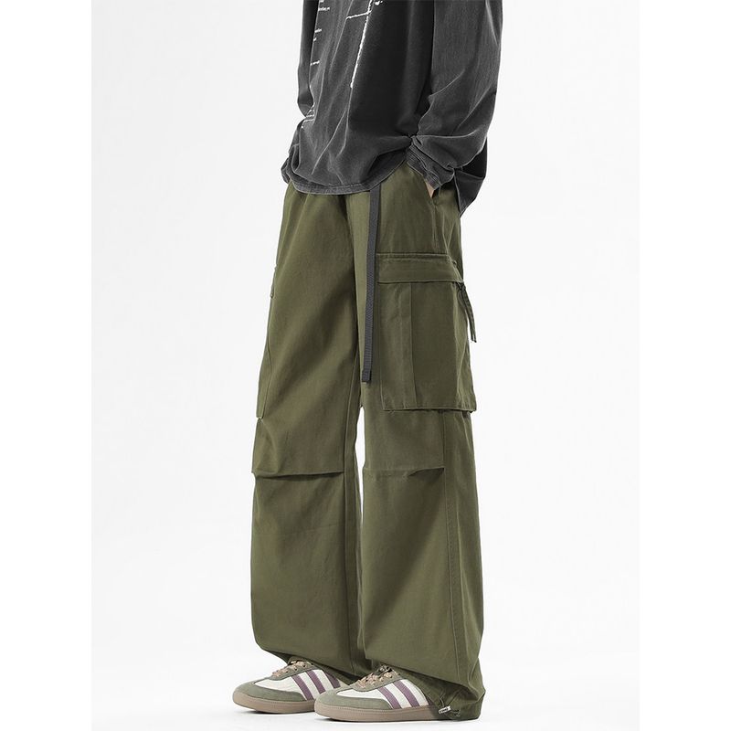 Wassup Retro Pure Cotton Cargo Pants Men's Autumn 2025 New Trendy Brand Wide-Leg Casual American Straight-Leg Trousers