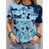 Fashion Women's Crew Neck Short Sleeve 3D Casual Color Printing Casual Short Sleeve Crew Neck T-Shirt