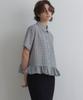 Okuka Oversized Frill Short Sleeve Shirt - Black Check