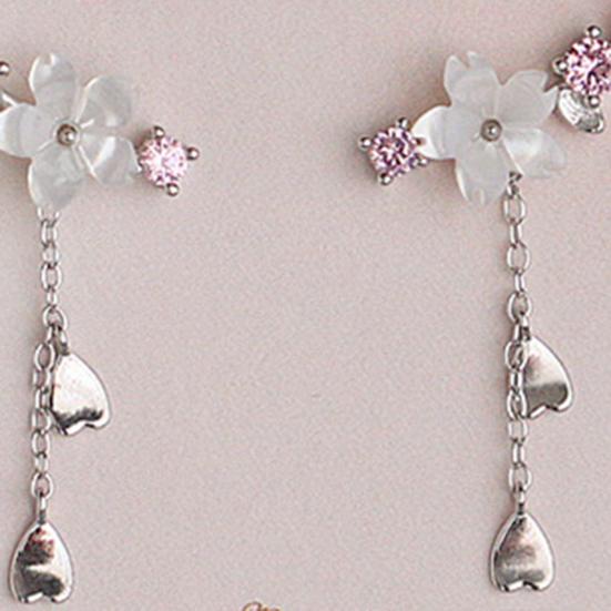 1 par dinglende øredobber Utsøkte hjerte kirsebærblomst rhinestones piercing krok øredobber