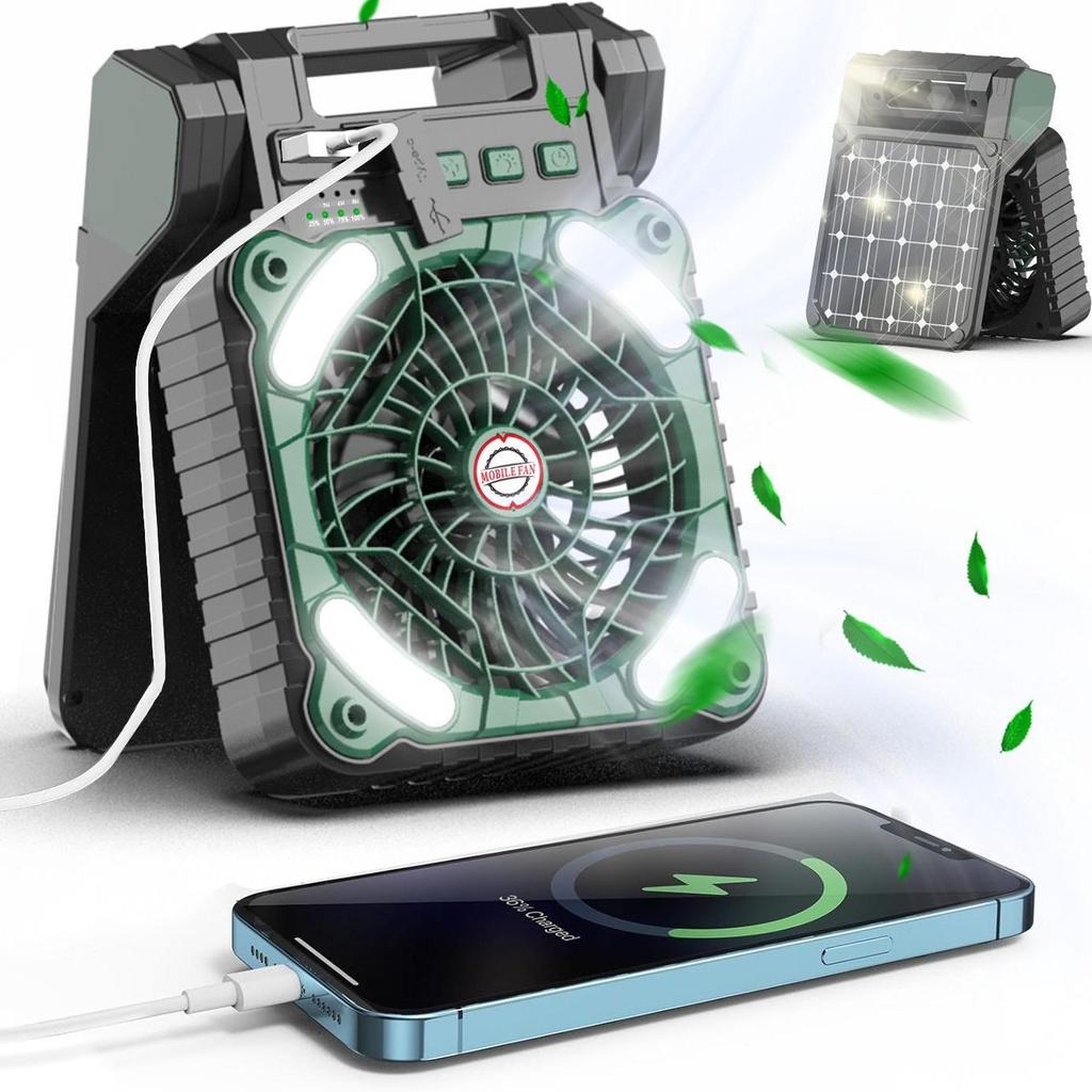 Rechargeable Dual-Use Folding Solar Fan & Light for Camping