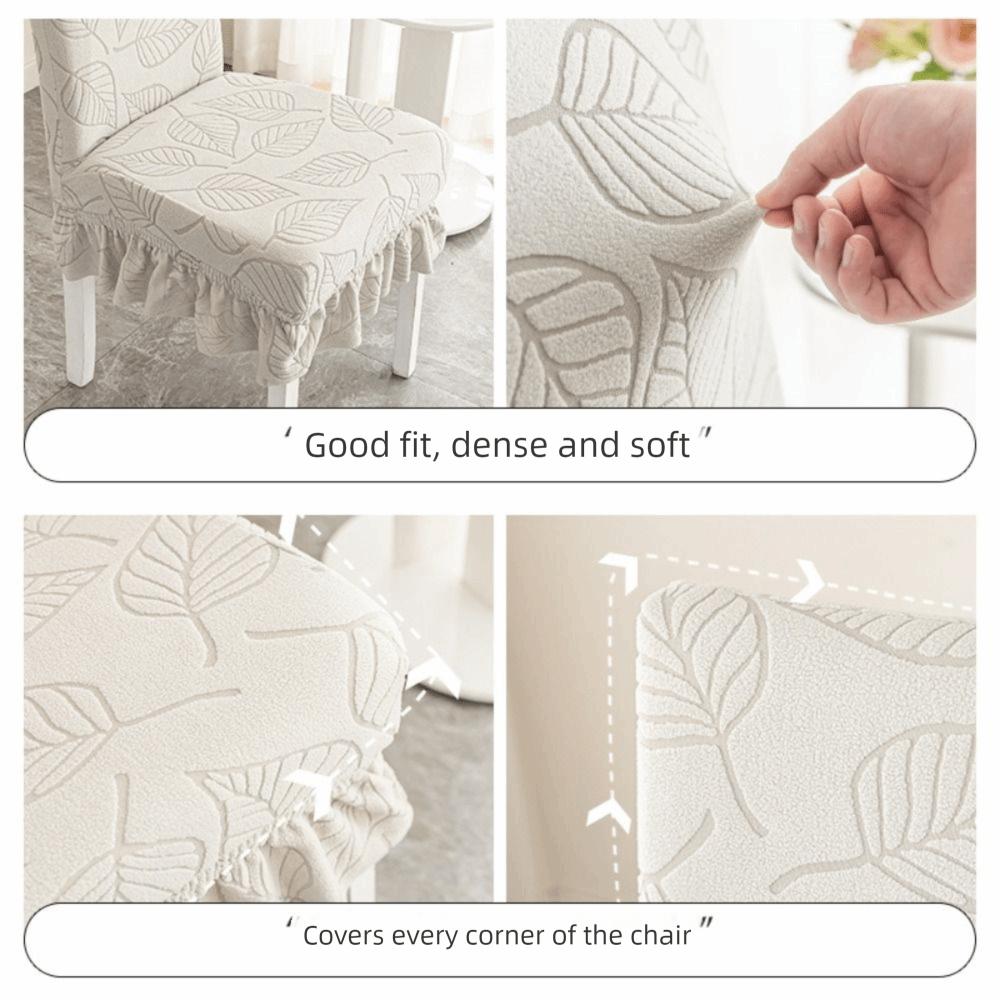 High-elastic Dining Chair Cover Anti-slip Jacquard Stool Slipcover Soft Skirt Edge Backrest Protector for Home Decoration