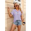 2026 Spring/Summer New Solid Color Buttoned Hooded Loose Short-Sleeve T-Shirt for Women