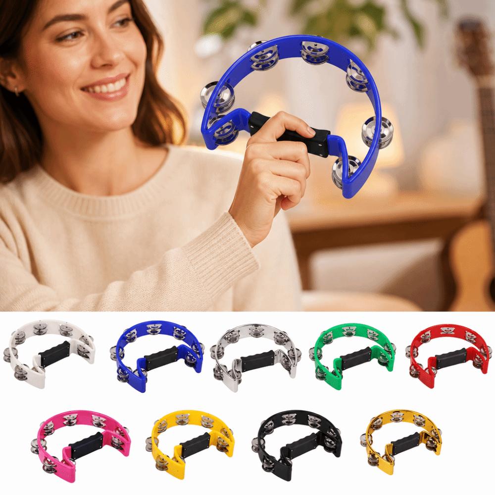Professional Handheld Jingle Bells Bright Sound Orff Tambourine Handheld Percussion Instrument KTV