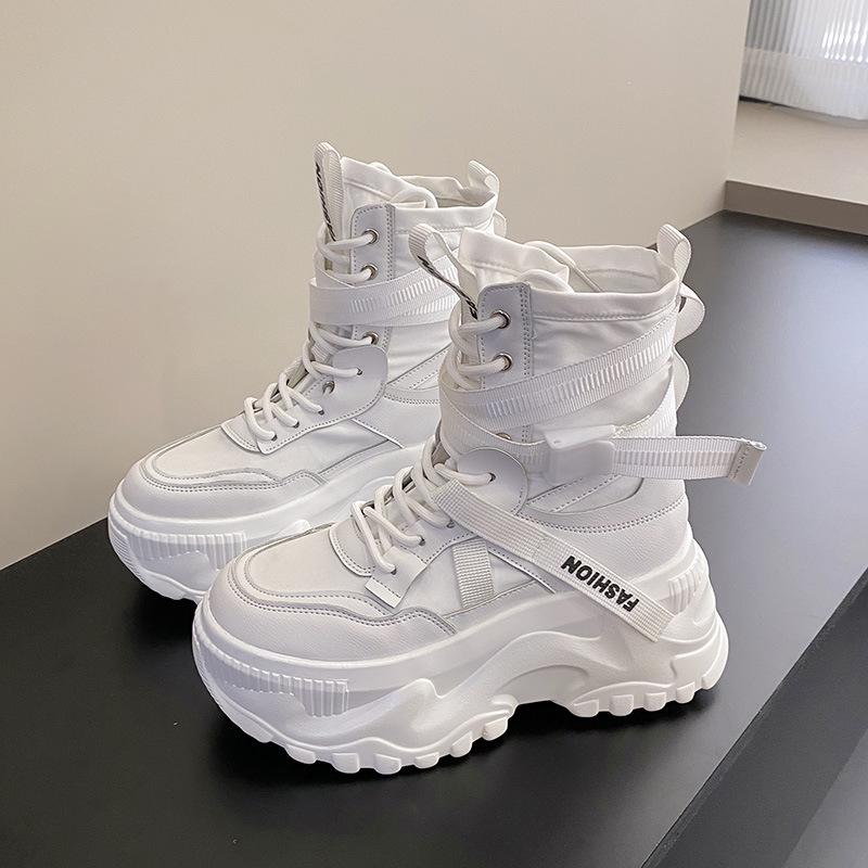 2025 Frühling Europäische Damen Martin Boots - 8cm Innensohle, Dicke Sohle, Atmungsaktive High-Tops, Vielseitige Stiefeletten