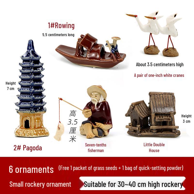 Rocalla de Piedra de Montaña Cerámica para Estanques de Peces, Decoraciones de Bonsái - Adornos de Paisaje para Patio.