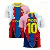 Men Messi No.10 Summer Football Short Sleeve T-shirt Jersey Fashion Oversized Daily Workout Wear Tops Kids Clothes
