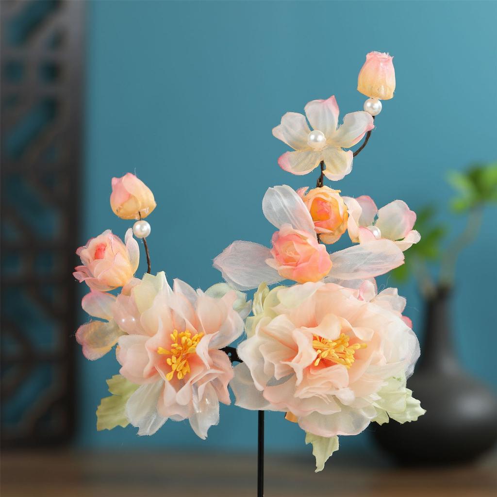 Flower Hair Clips Forks Chinese Hanfu Hair Accessories for Women Hairpin Fork Handmade Vintage Wedding Hair Jewelry Retro Crowns for Girl and Women