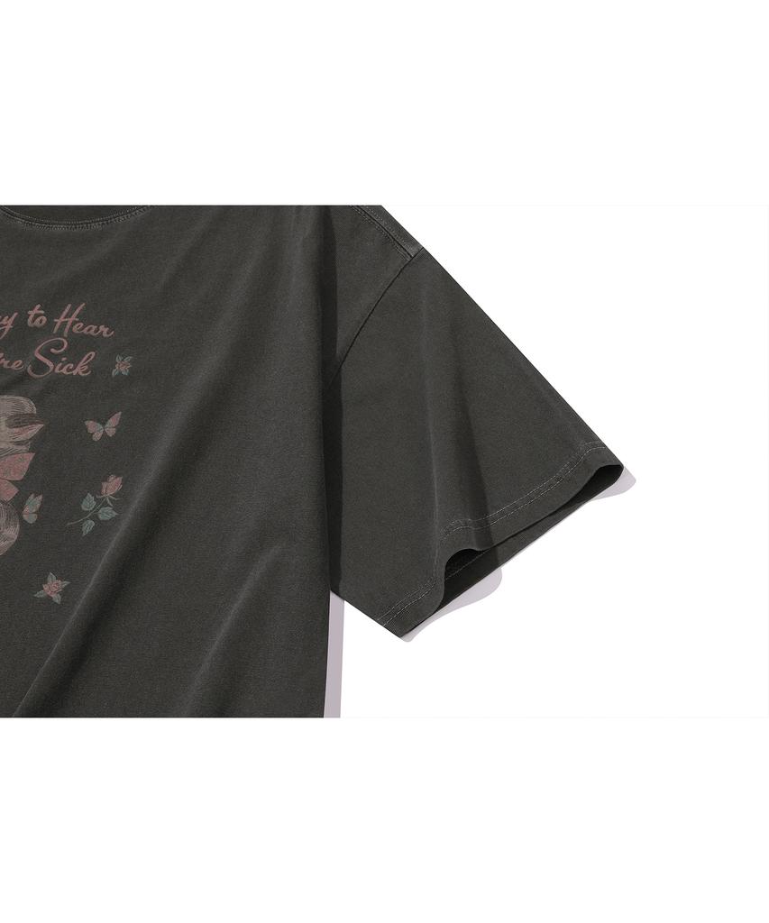 CPGN STUDIO Rose Kitty Pigment Short Sleeve Tee Smoke Black