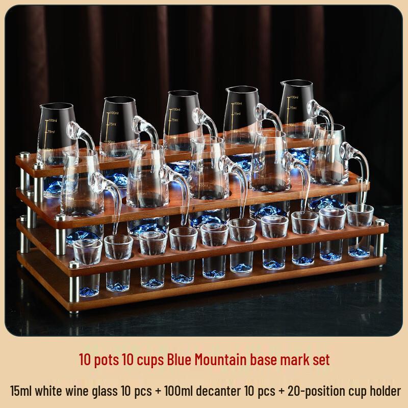 

Baijiu Glass Set with Decanter and Wood Rack