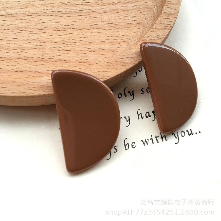 Morandi Color Geometric Semicircular Resin Patches DIY Handmade Earrings Hair Clips Jewelry Making Accessories