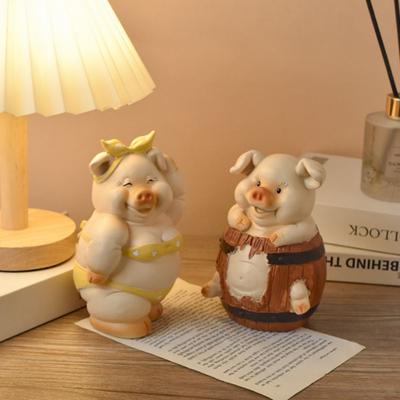Durable Animal Saving Box Cute ResinPig Ornament Creative Pig Piggy Bank  Home Decor