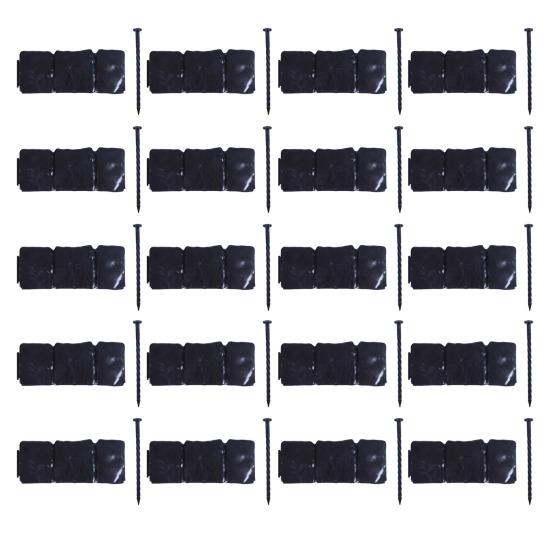 Imitation Stone Garden Fence Garden Landscaping Edging Border Panel Decorative Plastic Retaining Border with Stake for Flower Bed Path Lawn Outdoor