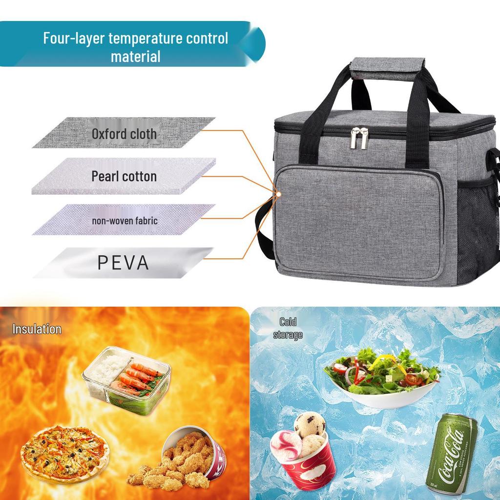 Large Waterproof Oxford Cloth Insulated Picnic Bag