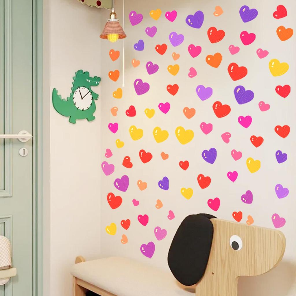 Heart-Shaped Cartoon Love Wall Stickers - Removable & Self-Adhesive Bedroom Decor