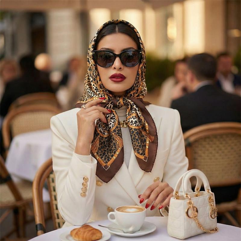 2026 New Fashion Leopard Print Silk Hairbands Scarf Women Elagant Bandana Neck Kerchief Head Bands Foulard Female Scarfs