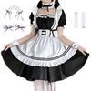 Asminlee Maid Cute and Gakuen Alice Cute Maid Plus Size Fancy Top and Bottom Unisex Costume, Popular, Long, Black, Costume, Beginner's Set, Outfit,