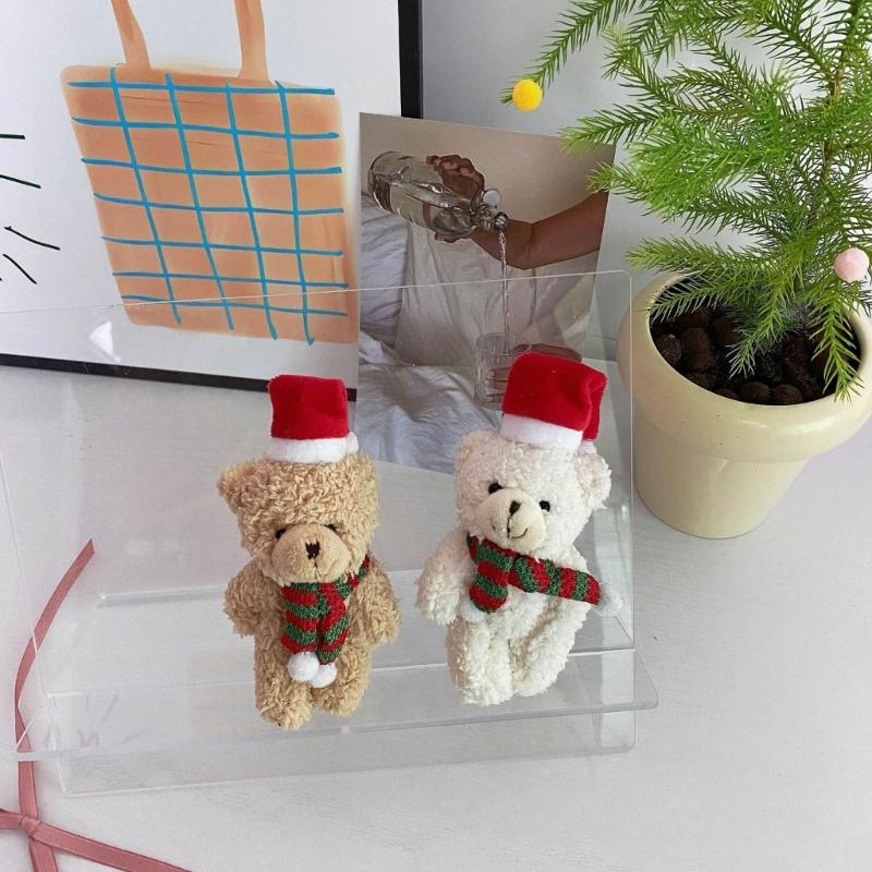 Festlicher Weihnachts-Bärenanhänger Entzückender Feiertags-Taschenanhänger Verstellbare Gelenke Ornament Festlicher Bärenanhänger für Tasche Schlüssel