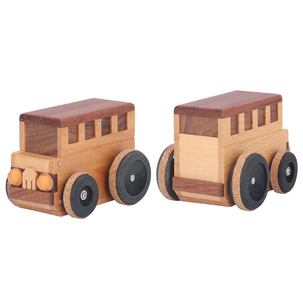 Bus Music Box Unique Wooden Car Bus Music Box Crafts Children"s Gifts Toys Home Decoration Ornaments