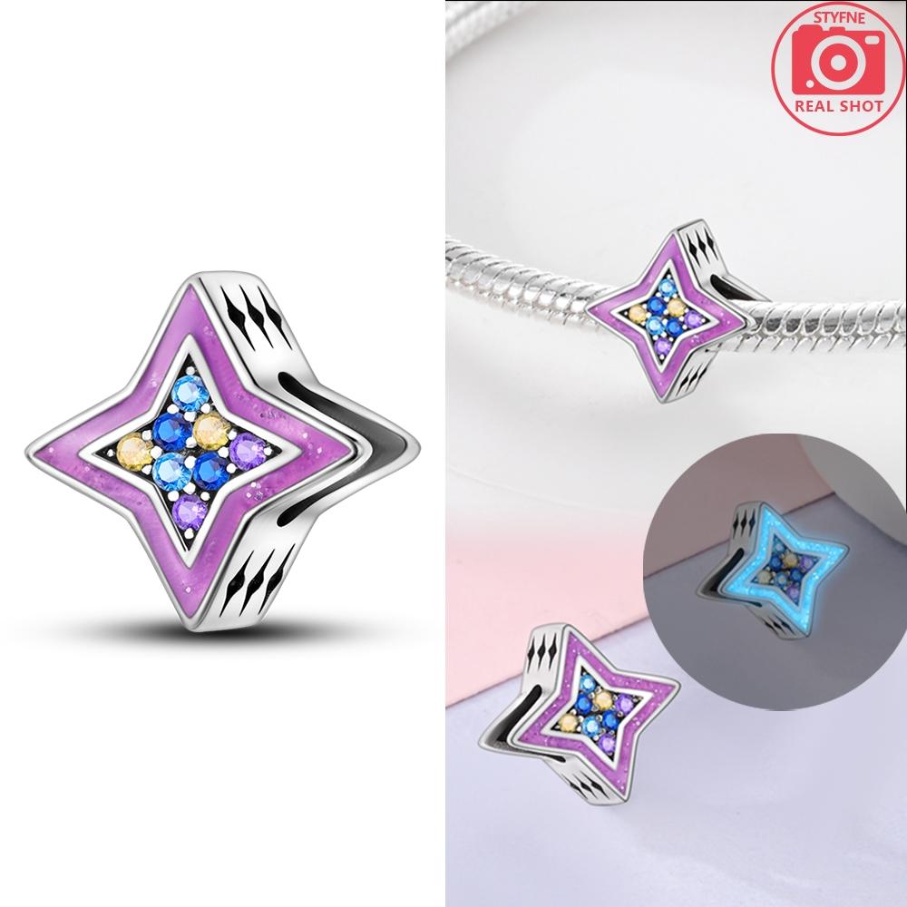 

Original Charms Copper Dreamy Starry Sky Purple Stars Beads Fit Charms Plata Bracelets For Women Jewelry Making Gifts