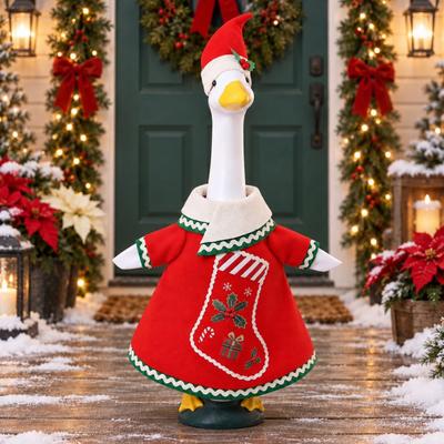 2026 Christmas Porch Goose Costume Set With Hat Festive Outfit 23-inch Garden Statue