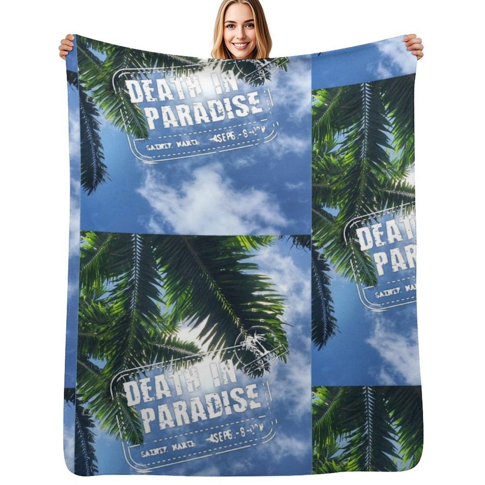 BBC Death in Paradise Logo Throw Blanket Lightweight Warm Blanket for Travel Camping Size: 75*100cm, Weight: 230 GSM