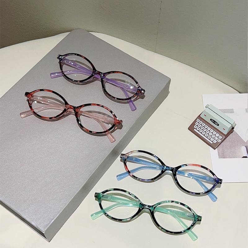 Vintage Oval Reading Glasses Women Fashion Cute Patchwork Rim Prescription Optical Frames Blue Light Blocking Eyeglasses