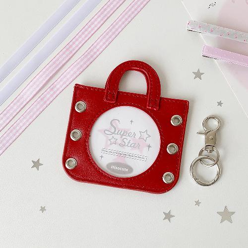 Korean Ballet Style Ribbon Hollow Badge Holder Transparent Round Pin Display Case for Ita Bag Cute Keychain Charm for Students