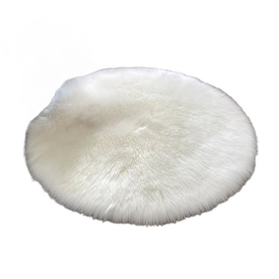 Furry Round Floor Mat Plush Soft Bedroom Rug Solid Color Machine Washable Fluffy Area Rug for Kids Rooms Nursery Living Room