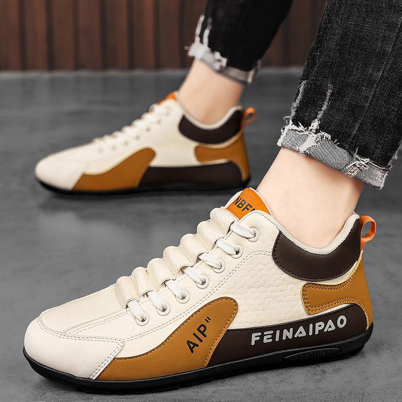 

Men s Casual Color Block Low-Top Sneakers - Wear-Resistant Leather Fashion Shoes for Spring and Autumn. EU 39