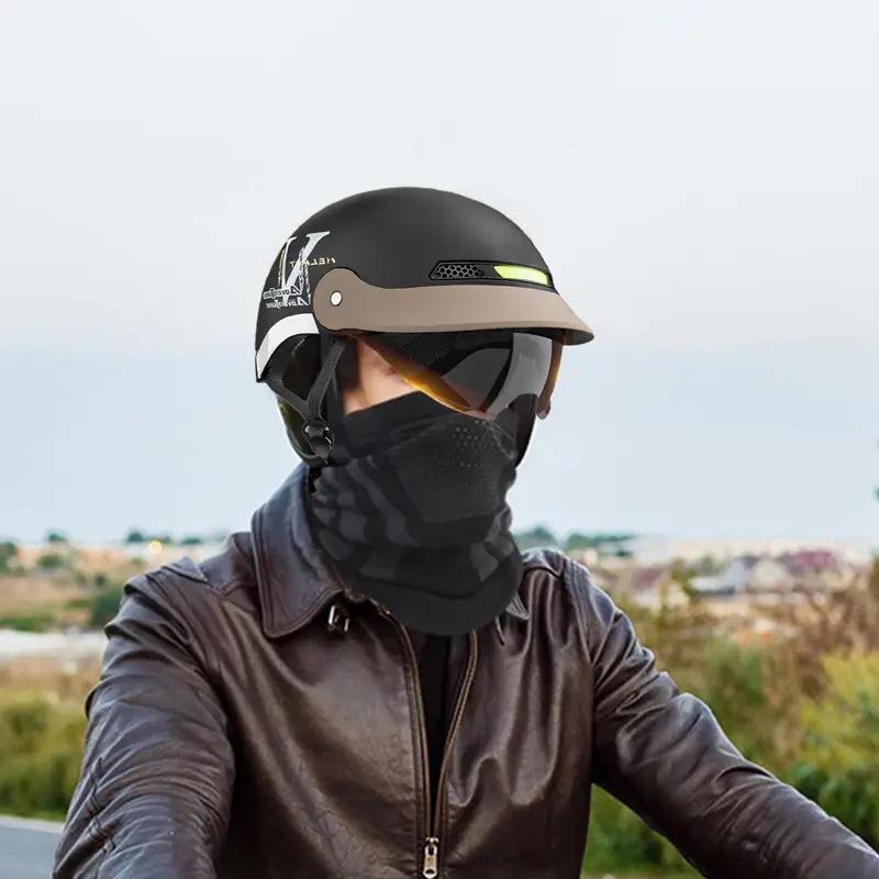 Motorcycle Half Helmet Open Helmet With Sun Visor Quick Release Motorcycle Head Gear For Men Cycling Scooter Skateboard Cruiser