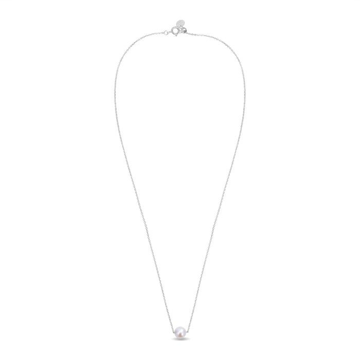 Luxenter 925 Sterling Silver Necklace with White Pearl Rhodium Plated Finish - Sadah