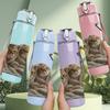 1PC Cats Using Mobile Phone Art 750ml Color Plastic Sports Water Bottle Leakproof Flip Straw Lid Suitable for Sports Office Home Use
