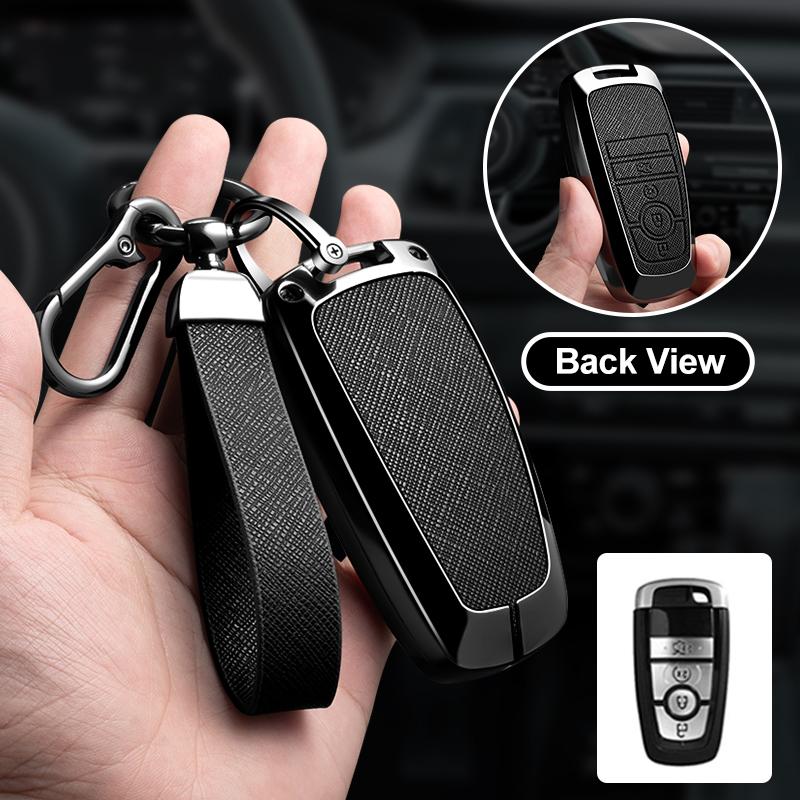 Zinc Alloy Leather Car Remote Key Case Cover For Ford Fusion Mustang Expedition F-450 F-350F150 Edge Explorer Mondeo Mk5 Focus