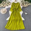 French retro embroidered V-neck seven-quarter-sleeved dress for women's summer commuting style loose and breathable big swing elegant long dress