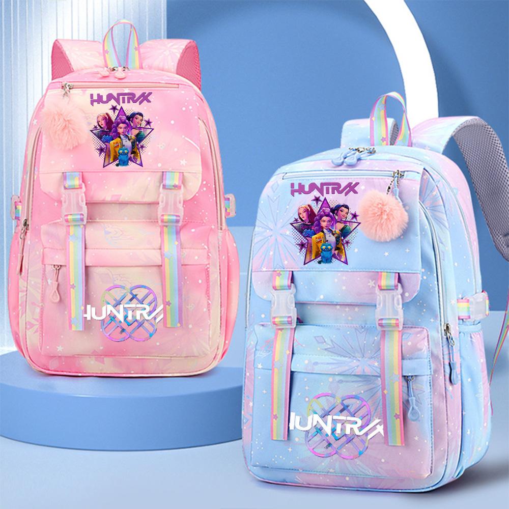 2Pcs/set New Anime Kpop Printed Backpack with 750Ml Water Bottler Large Capacity Travel Bag for Teenager Girl Boy Bookbag Kid Gift Large Capacity Bag