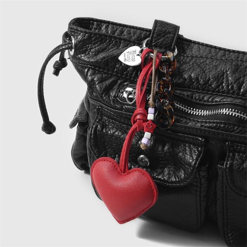 Braided PU Leather Cord Keychain With Mushroom/Heart Charm Elegant Metal Accessory For Bags Backpacks Gifts
