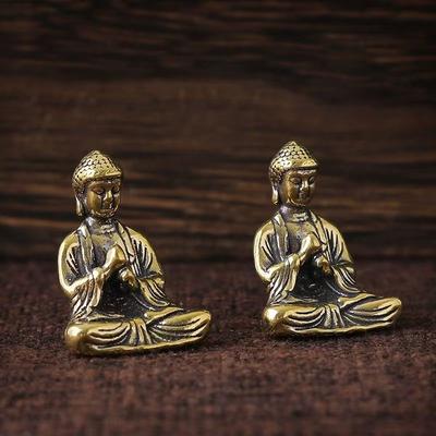 Mini Buddha Statue Reines Kupfer Shakyamuni Buddha Figur mit kunstvollen Details Indoor/Outdoor Schreibtisch Dekoration für Zuhause