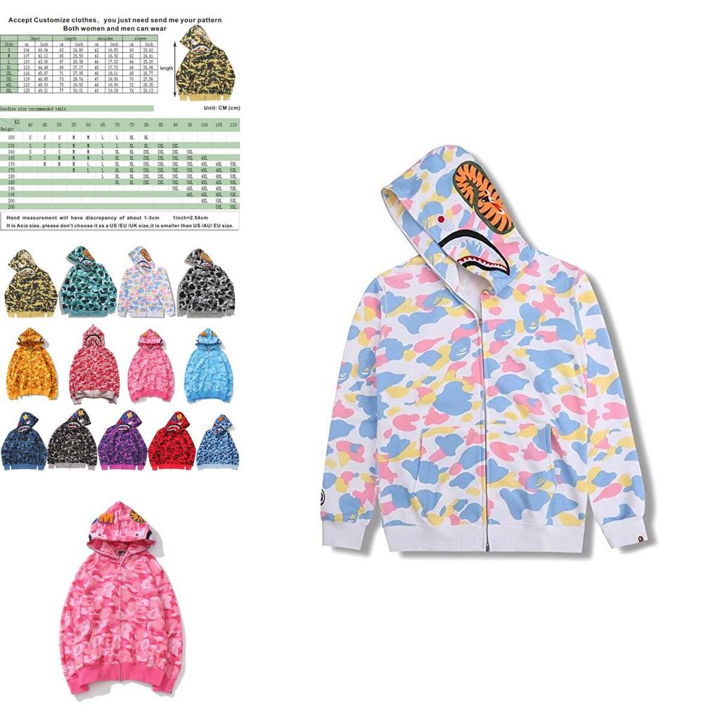 Vibrant Camouflage Hoodie Shark Printing Warm Streetwear For Men Women