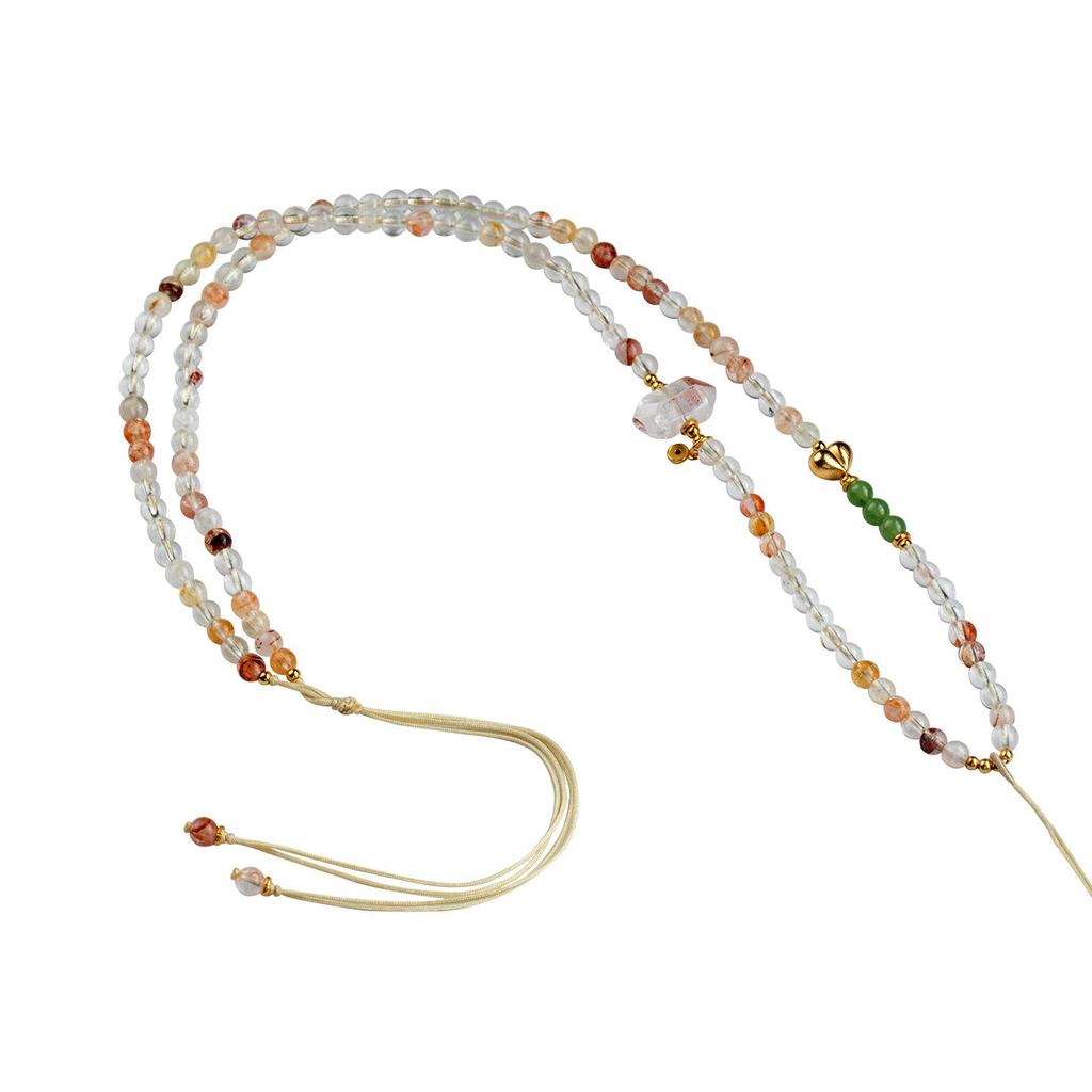 Hand-Woven White Crystal Pendant Necklace Lanyard for Sweaters