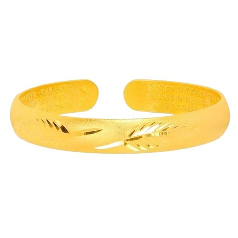 1Pc New Style Internet Celebrity Live Ancient Heart Sutra Bracelet Sand Gold Women Gold Open One Leaf Dragon Jewelry