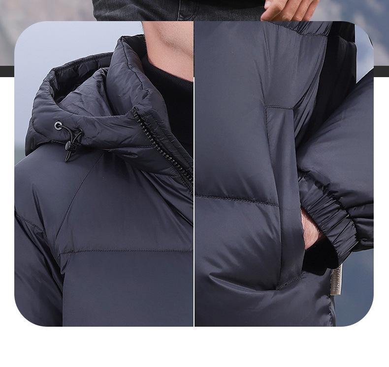 Men's Hooded Down Jacket - Winter 2025 Fashion: Short, Thick, High Loft, Warm Puffer Coat