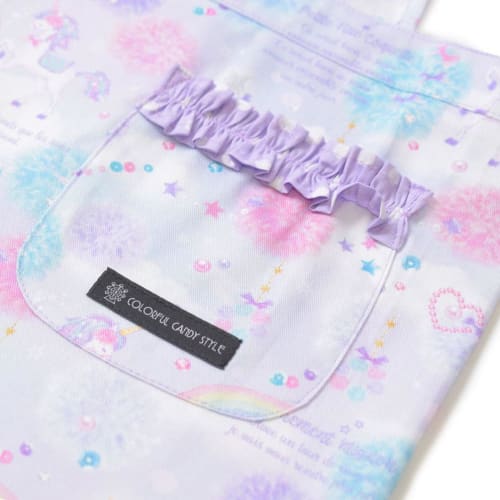 COLORFUL CANDY STYLE Back Cross Apron for Girls, Easy-to-Put-On Triangle Scarf Set, Unicorn Fantasy, 100-120cm (CBN7907510)