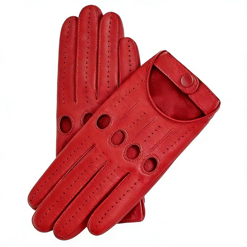 Atmungsaktive Rutschfeste Retro Radfahrer Lederhandschuhe - Echtes Lammfell