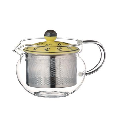 Hasami-yaki Glass Pot with Crespo Pattern (Super Stainless Steel with Tea Strainer), 375ml Capacity, Product Number 73588