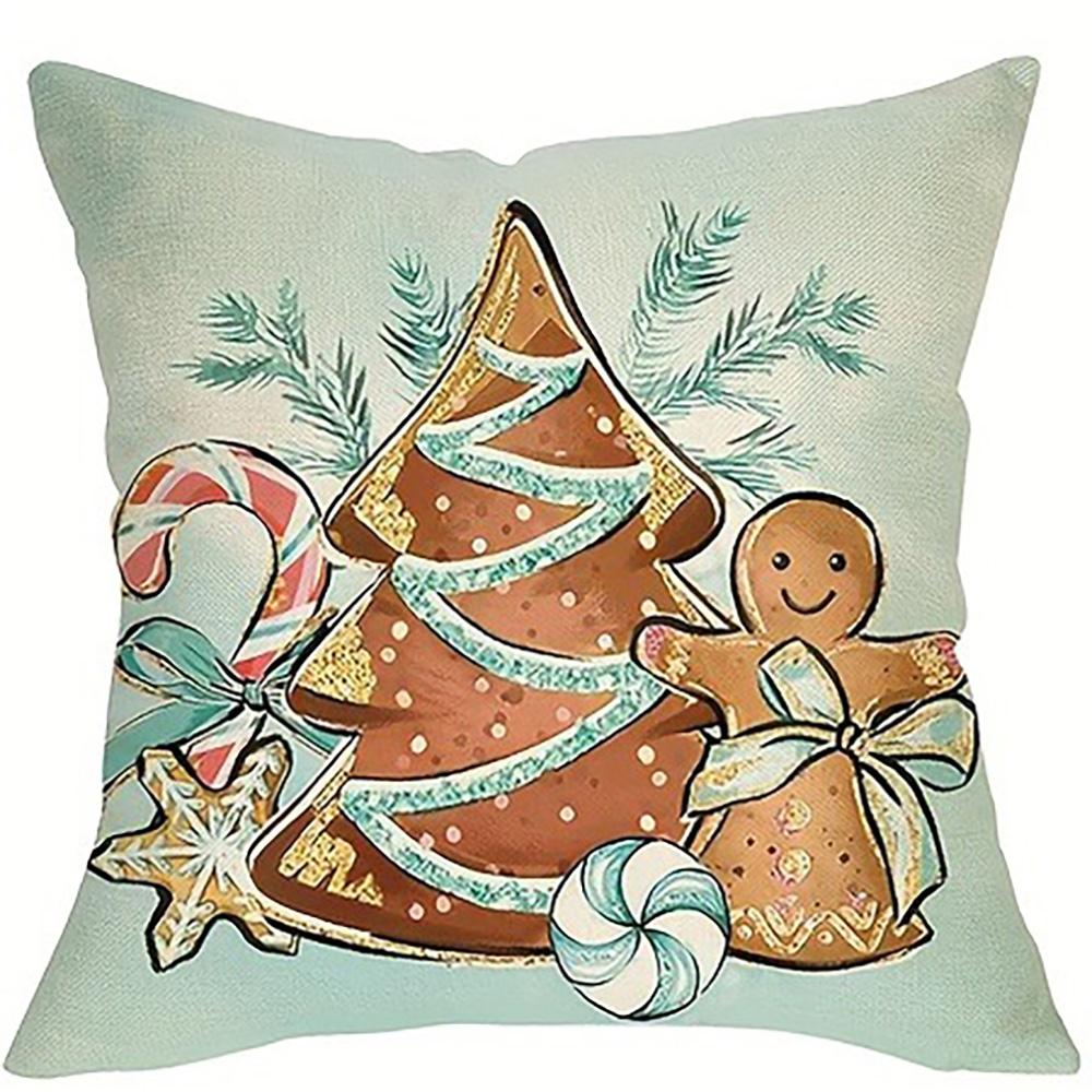 Christmas Gingerbread Pillowcases: Merry & Bright Decor Sofa Bed Cushion Cover, New Year Home Decoration