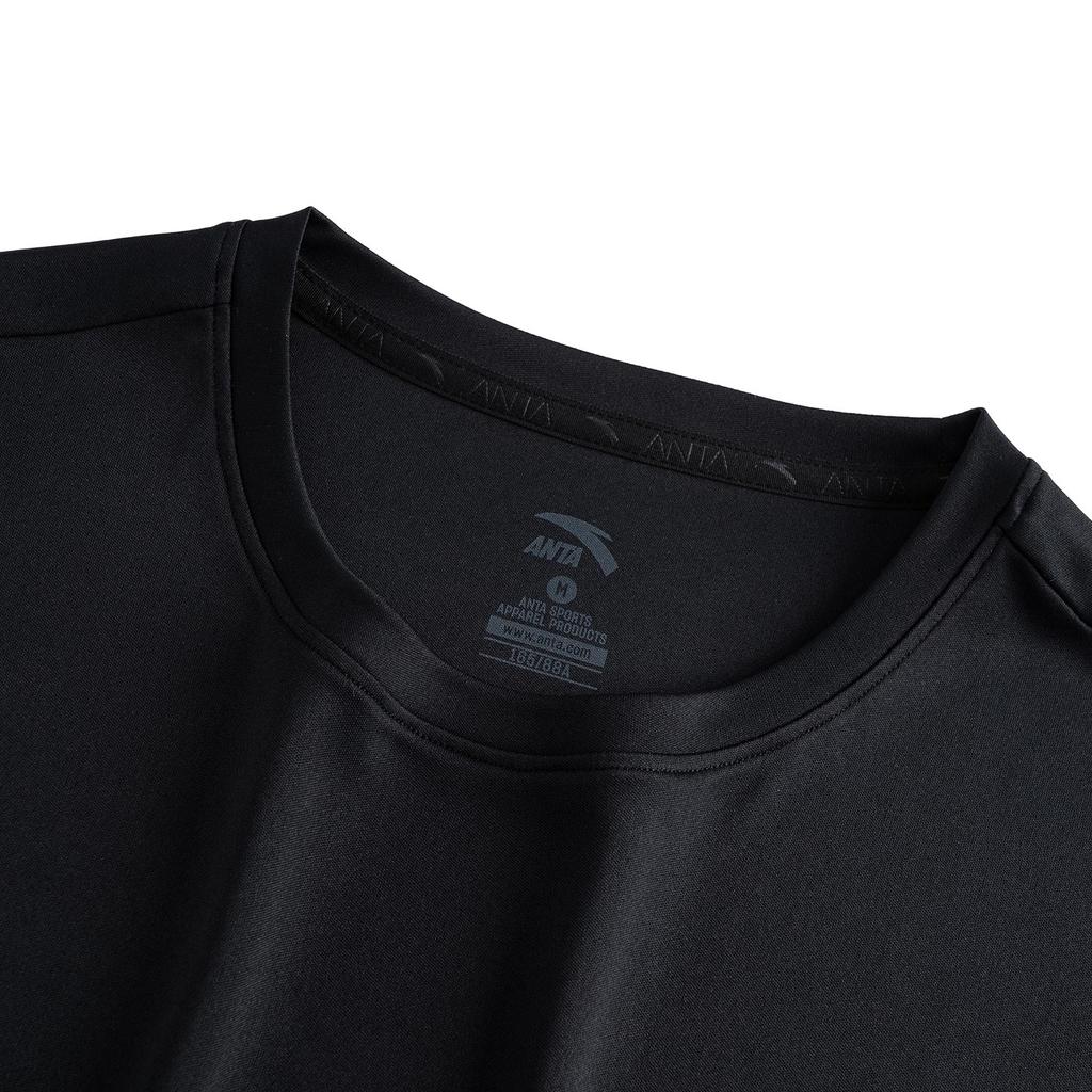 Anta Womens Short Sleeve Knitted Top 2025 Autumn Short T-Shirt Women tops Basic-Black 962537103-4