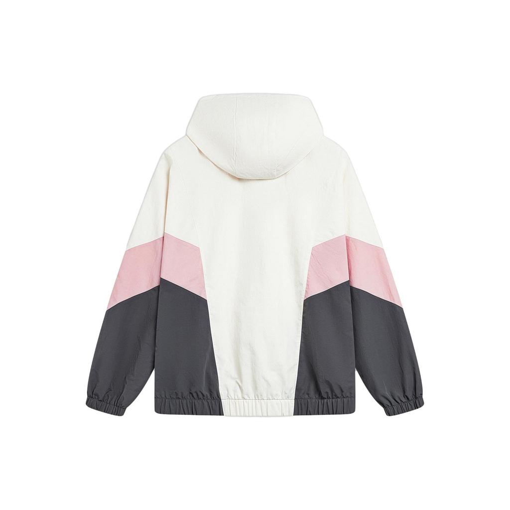 LiNing Ruffled Sports Fashion Series Windproof Water-Repellent Logo Print Hooded Straight Loose Comfortable Jacket Unisex Jacket Fog-Gray AFDU887-1