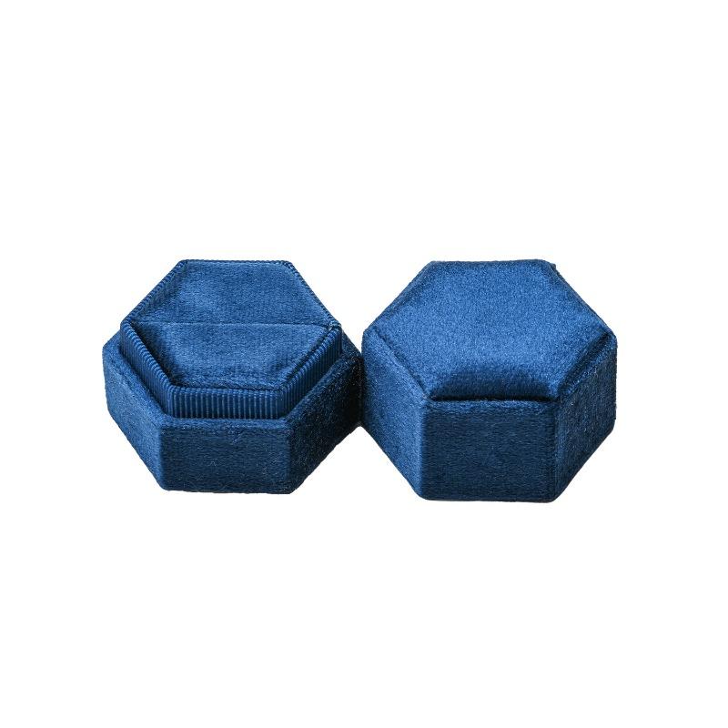 Velvet Ring Box, Hexagon 3 Slots Triple Slot Ring Box, Wedding Day Ring Box For Wedding Ceremony Wedding Ring Holder Ring Box